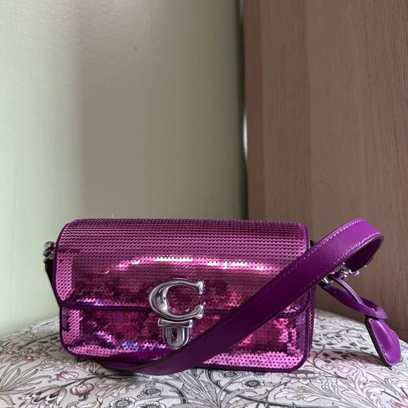 Pink Sequin Coach Crossbody Bag - Picture 2 of 6